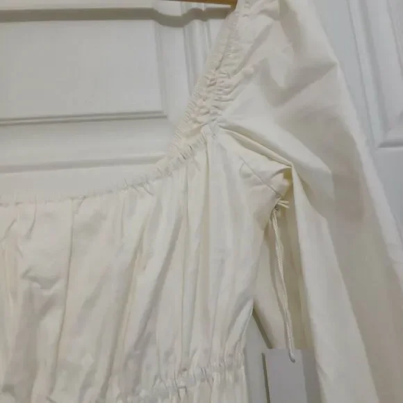 Reformation women small Bennie square neck long maxi ivory cream milk maid dress - Picture 4 of 11